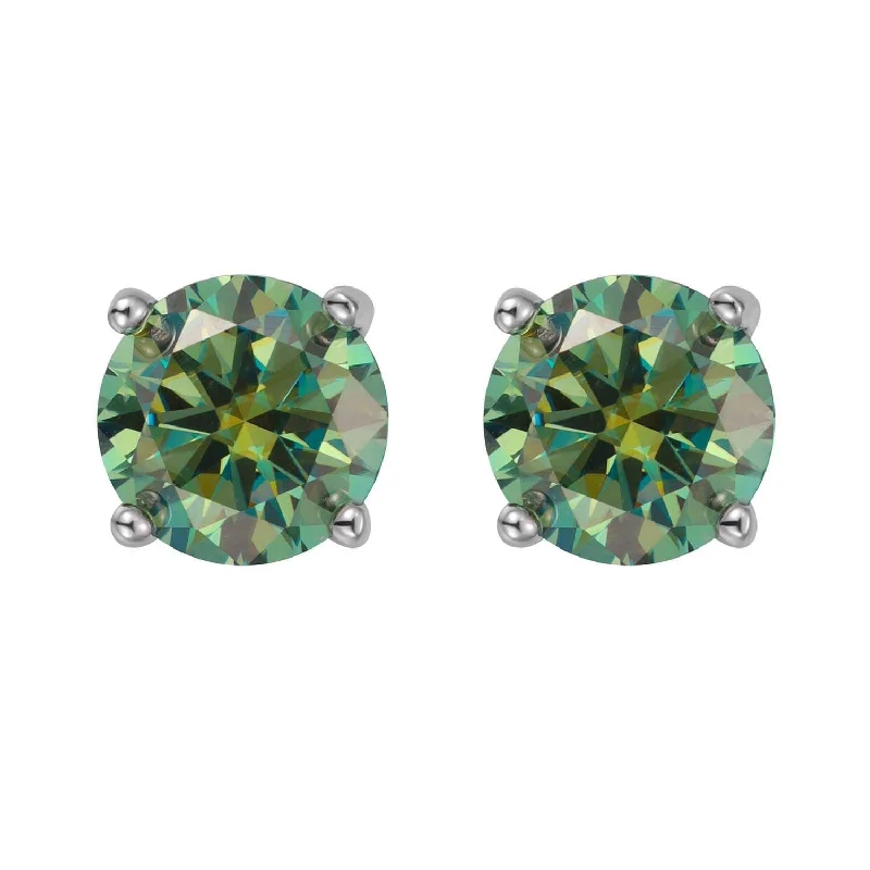 A Pair of Dark Green Diamond Stud Earrings