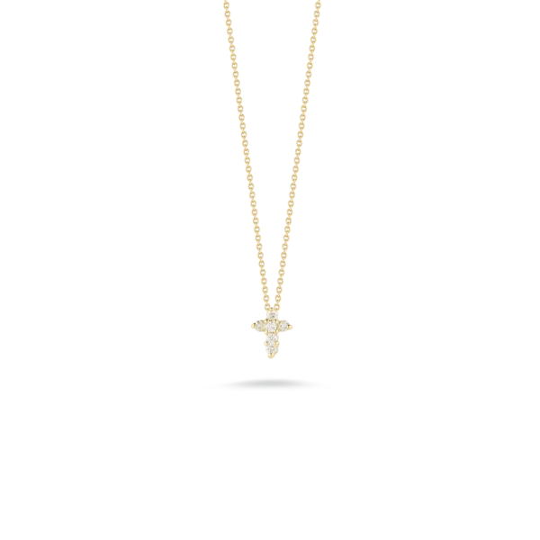 Simple Opal Necklace-18K GOLD TINY TREASURES DIAMOND BABY CROSS NECKLACE