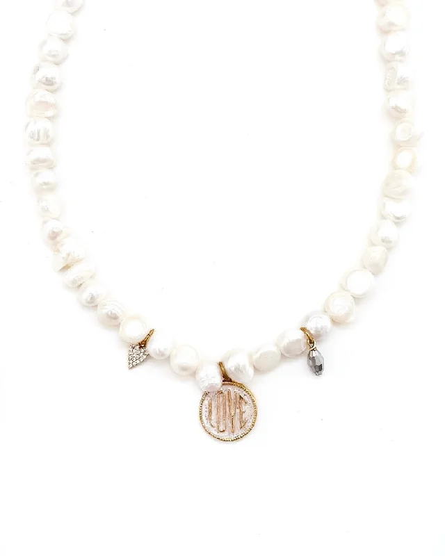 Simple Gold Chain Necklace-Morgan Love Coin Pearl Necklace