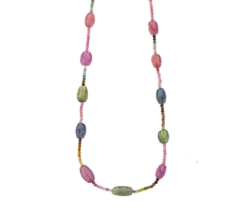 Dainty Gold Pendant Necklace-Nava Zahavi Multi Color Tourmaline Necklace