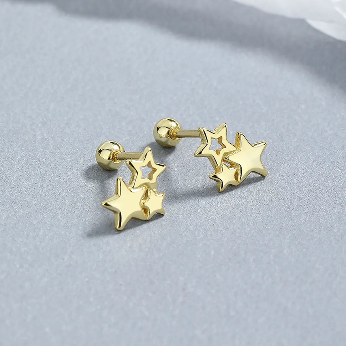 Vintage Cluster Ring-1 Pair Lady Star Plating Sterling Silver Ear Studs