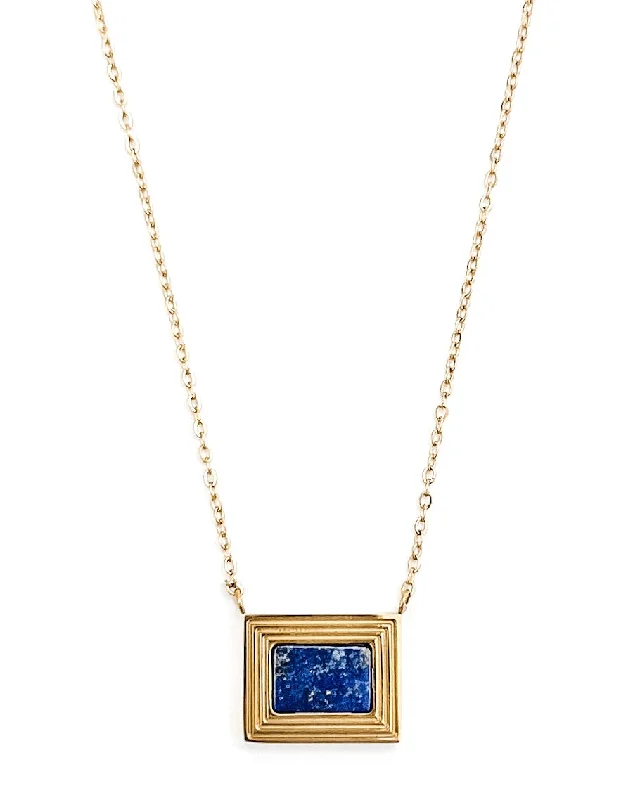 Adjustable Silver Necklace-Linka Gold Lapis Necklace