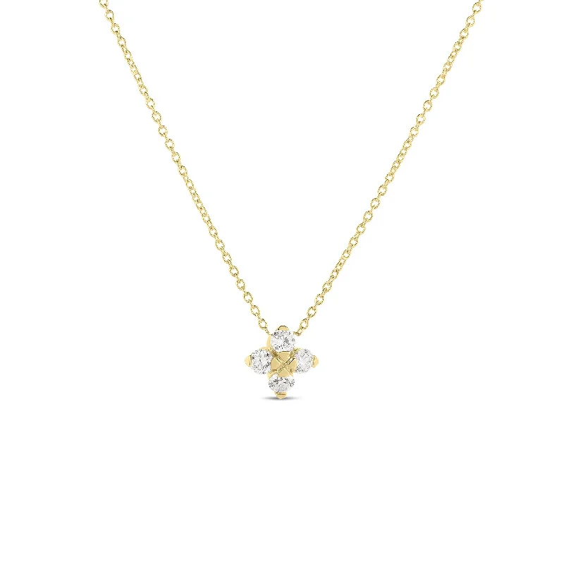 Stylish Diamond Necklace-18K YELLOW GOLD LOVE IN VERONA SMALL FLOWER DIAMOND NECKLACE