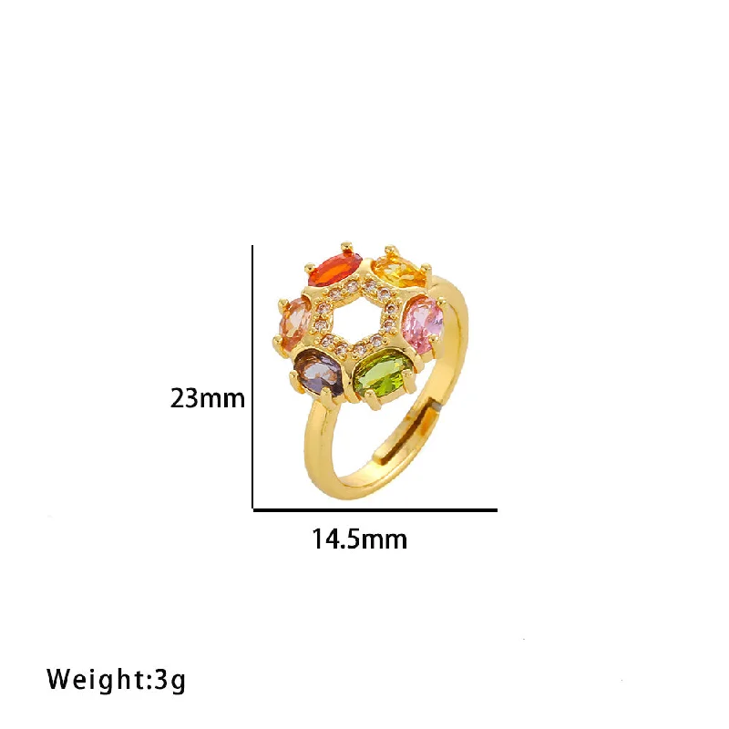 868 Colorful Flower Ring with Gold Open Mouth