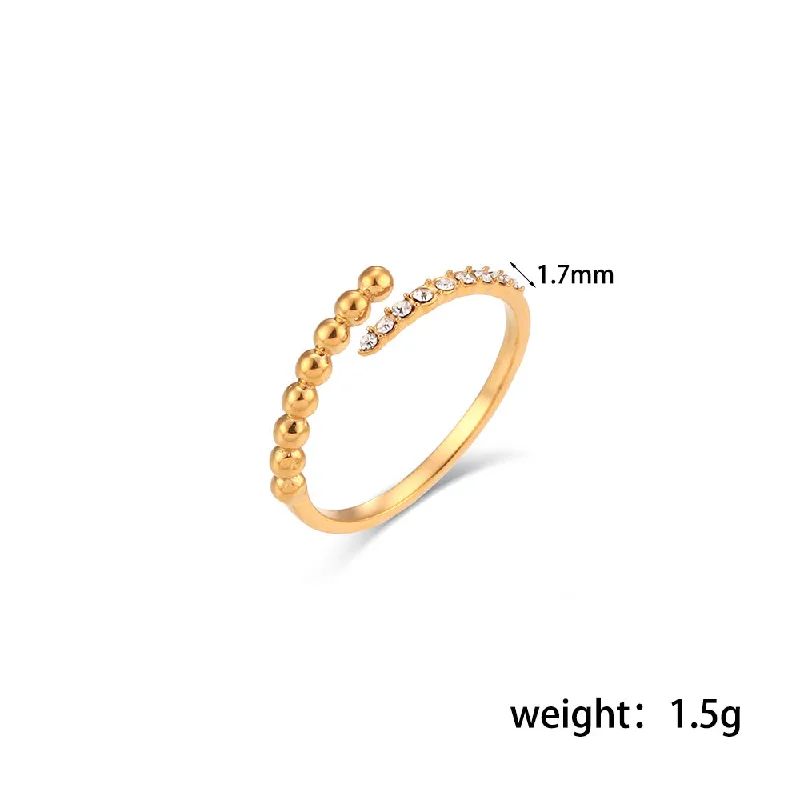 Asymmetric Bead Zircon Open Thin Ring