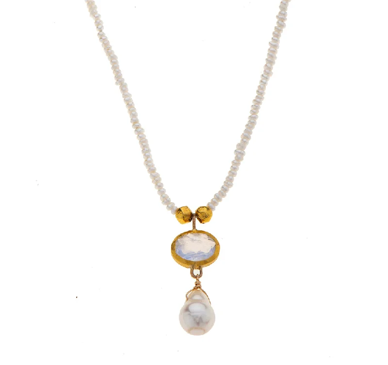 Simple Bar Pendant Necklace-Nava Zahavi Glowing Pearl Necklace