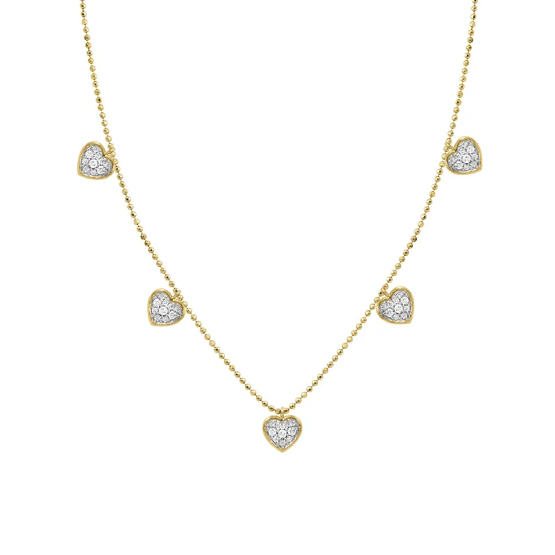 Bridal Gemstone Necklace-LADIES NECKLACE 0.30CT ROUND DIAMOND 14K YELLOW GOLD