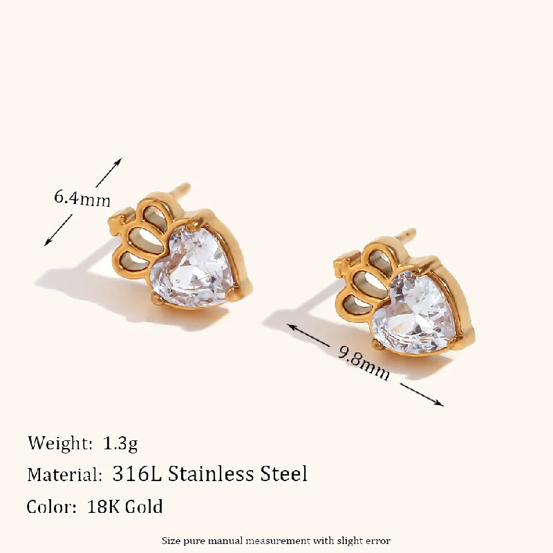 Mini Zircon Crown Stud Earring-Gold