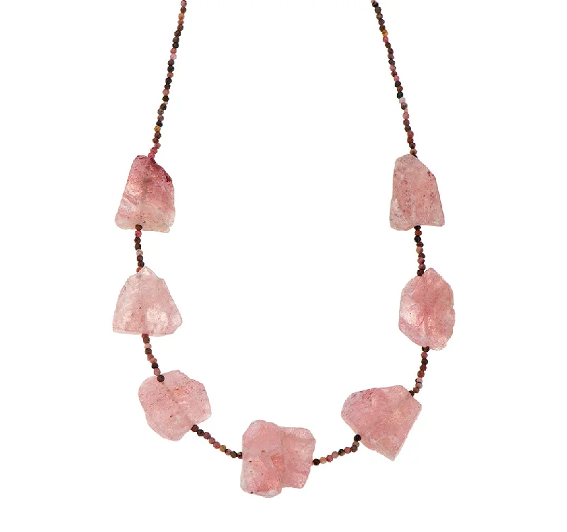 Silver Infinity Necklace-Nava Zahavi Raw Rose Quartz and Agat Necklace