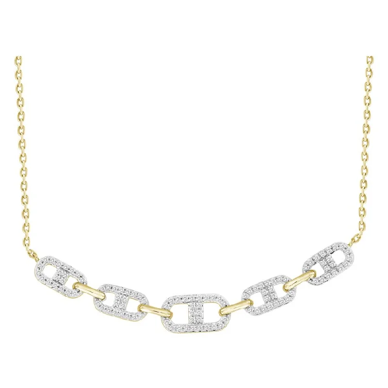 Modern Bar Necklace-LADIES NECKLACE 0.25CT ROUND DIAMOND 10K YELLOW GOLD