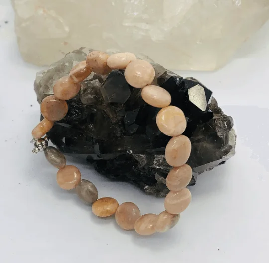 Gemstone Cuff Bracelet-Moonstone Stretchy Bracelet