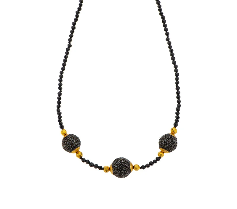 Black Diamond Necklace-Nava Zahavi Yellow Gold Garnet and Diamond Shards Balls Necklace