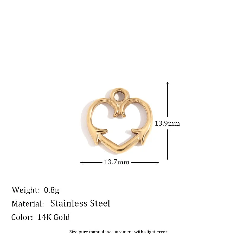 Mini hollow out Xiteng peach heart small pendant - gold