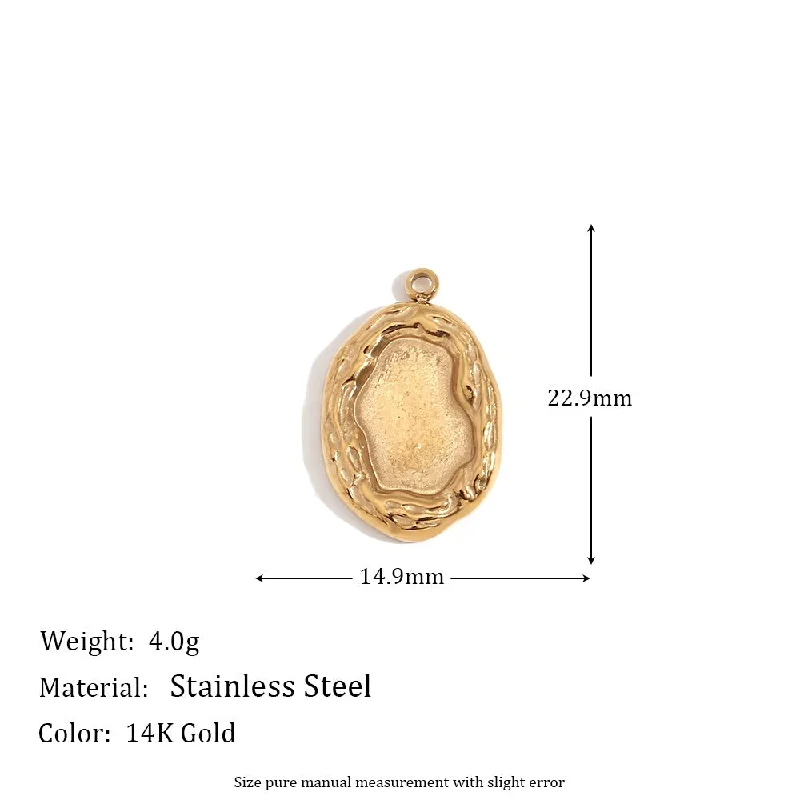 Irregular inner groove elliptical magic mirror pendant - gold