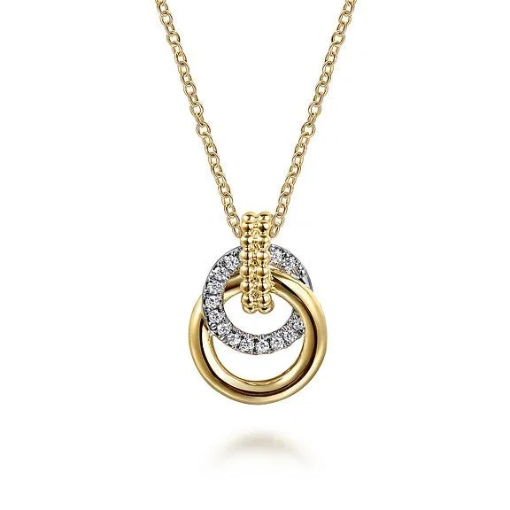 Dainty Crystal Necklace-14K White & Yellow Gold Bujukan Diamond Pendant Necklace