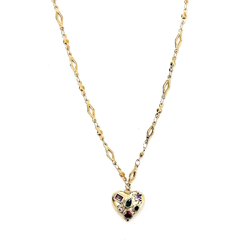 Gold Pendant Necklace-Madeline Crystal Heart Necklace