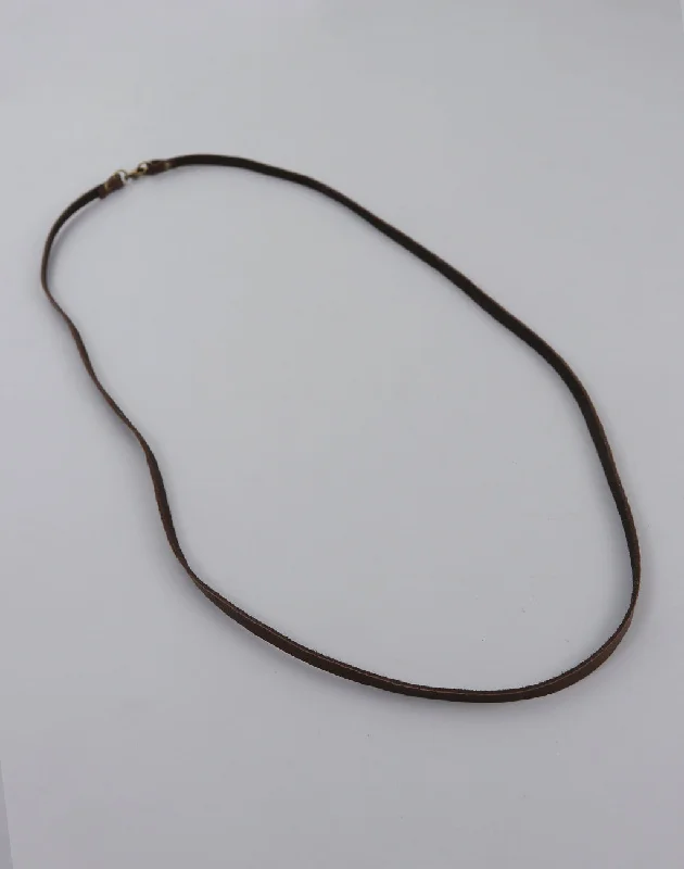 Simple Silver Necklace-Dark Brown Leather Necklace, (1pc)