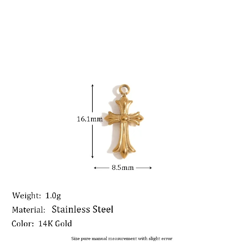 Retro European Striped Cross Small Pendant - Gold