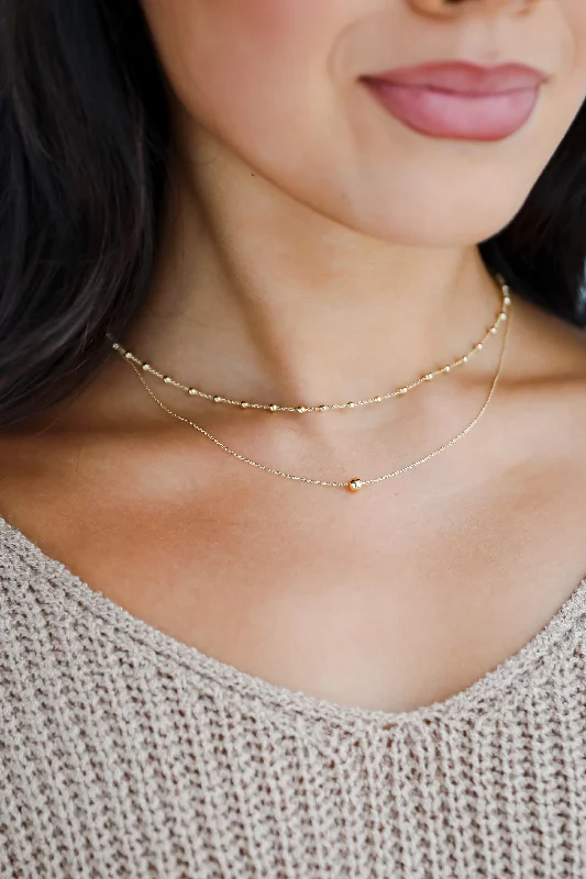 Fashionable Choker Necklace-Vanessa Gold Ball Chain Layered Necklace