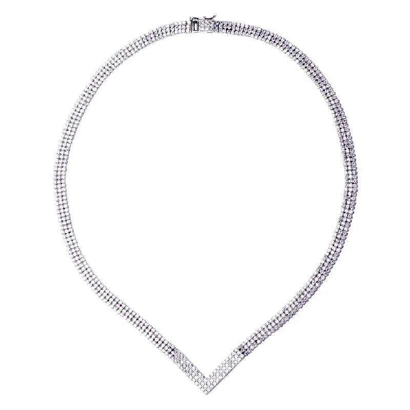 Birthstone Silver Necklace-Triple Round Collar Necklace