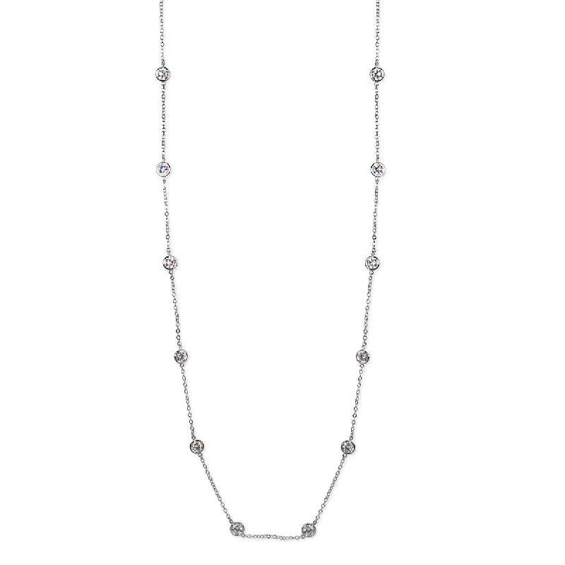 Pearl Chain Pendant Necklace-58" Station Necklace