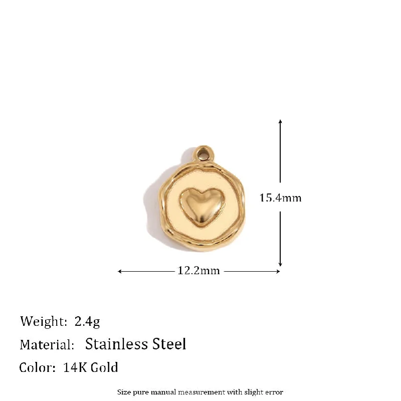 Round groove peach heart pendant - gold