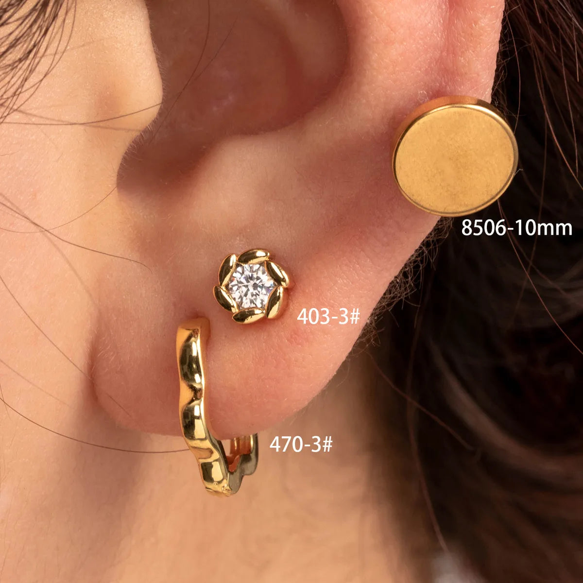 Emerald Cut Diamond Ring-1 Piece Casual Simple Style Flower Inlay Copper Zircon Ear Studs