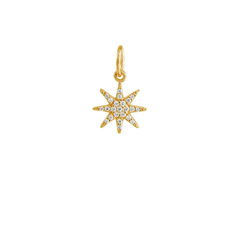 Custom Charm Pendant Necklace-Gold Star Burst Charm - No Chain