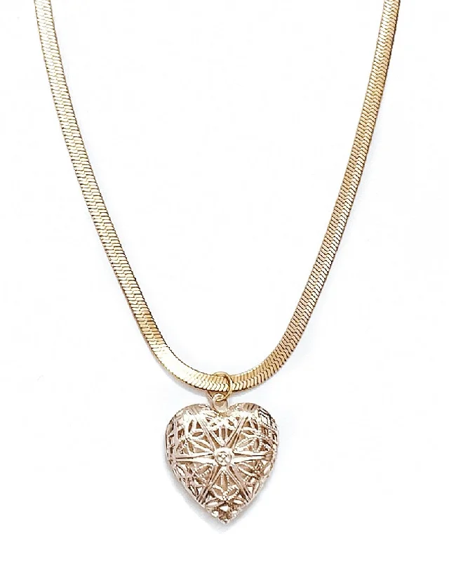 Red Coral Necklace-Femi Heart Locket Necklace || Choose Style