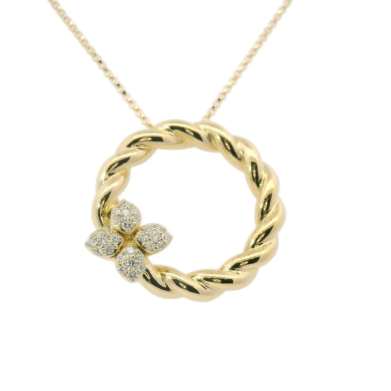 Minimalist Charm Necklace-18K YELLOW GOLD LOVE IN VERONA DIAMOND TWIST NECKLACE