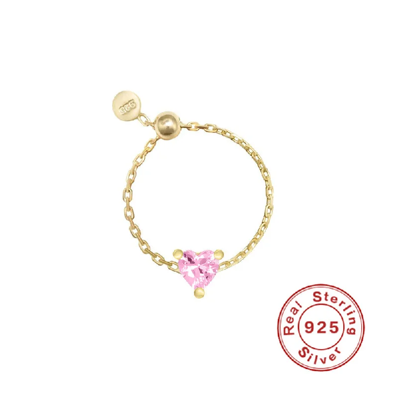 Golden Heart Shape-Pink diamond