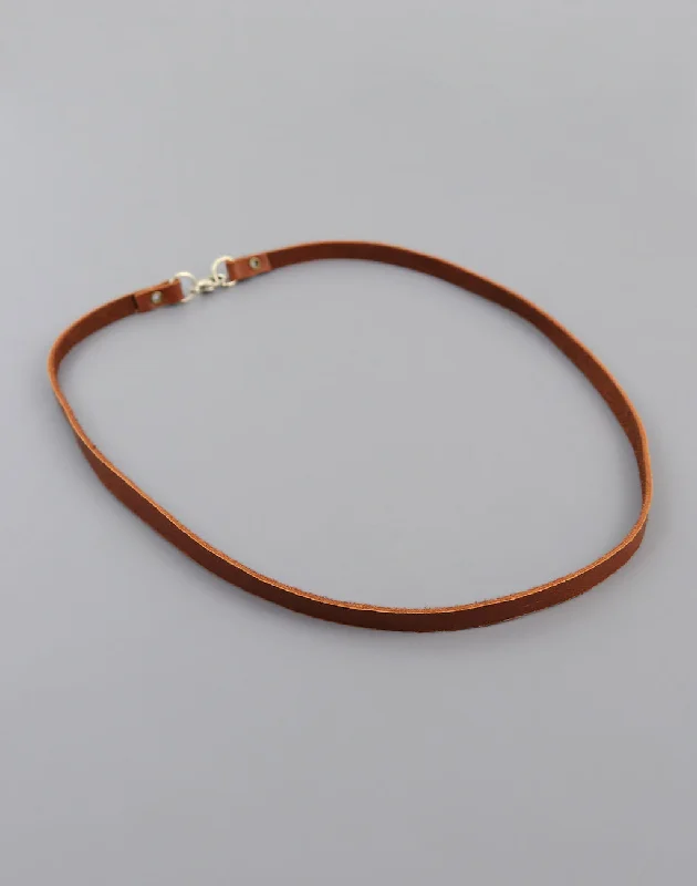 Minimalist Gold Necklace-Tan Leather Choker, (1pc)