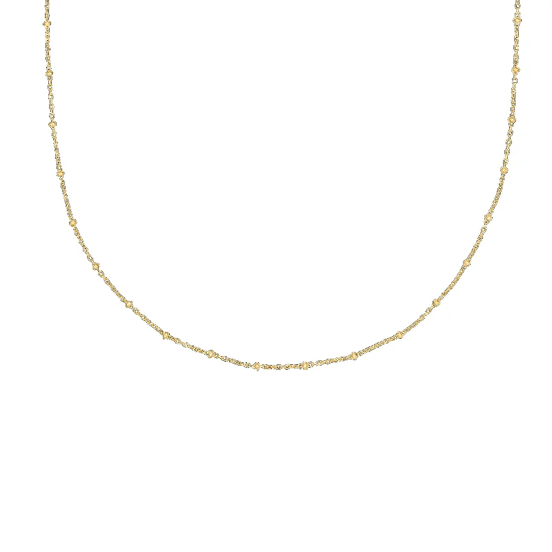 Simple Gold Bar Necklace-Gold Satellite Chain