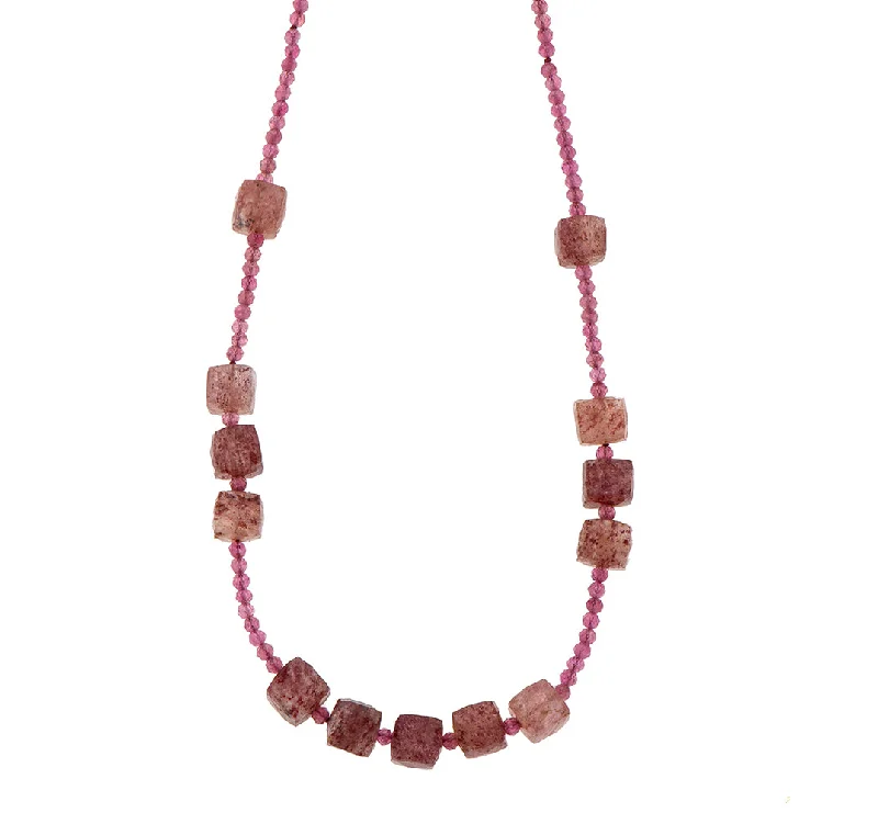 Classic Beaded Necklace-Nava Zahavi Pink Sapphire and Sunstone Necklace