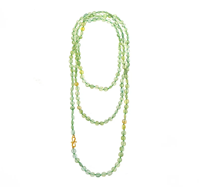 Silver Infinity Pendant Necklace-Nava Zahavi Prehnite Elegance Necklace