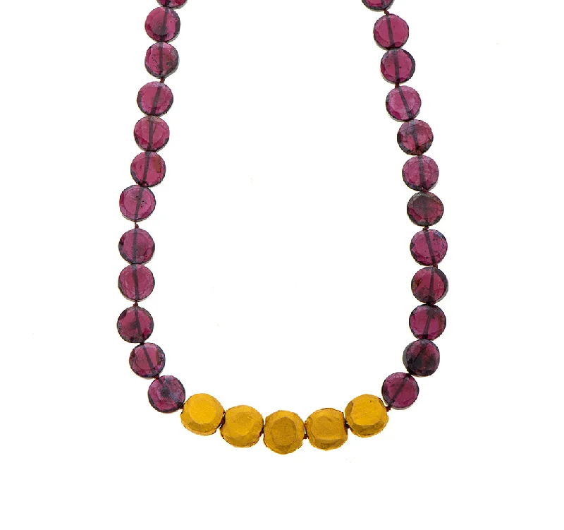 Rose Gold Chain Necklace-Nava Zahavi Yellow Gold Garnet Coin Necklace