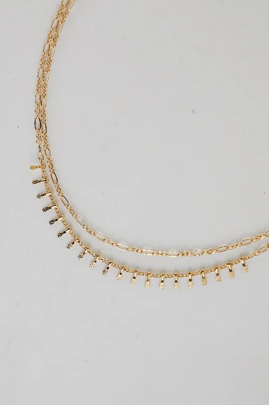 Layered Silver Necklace-Kaia Gold Layered Chain Necklace