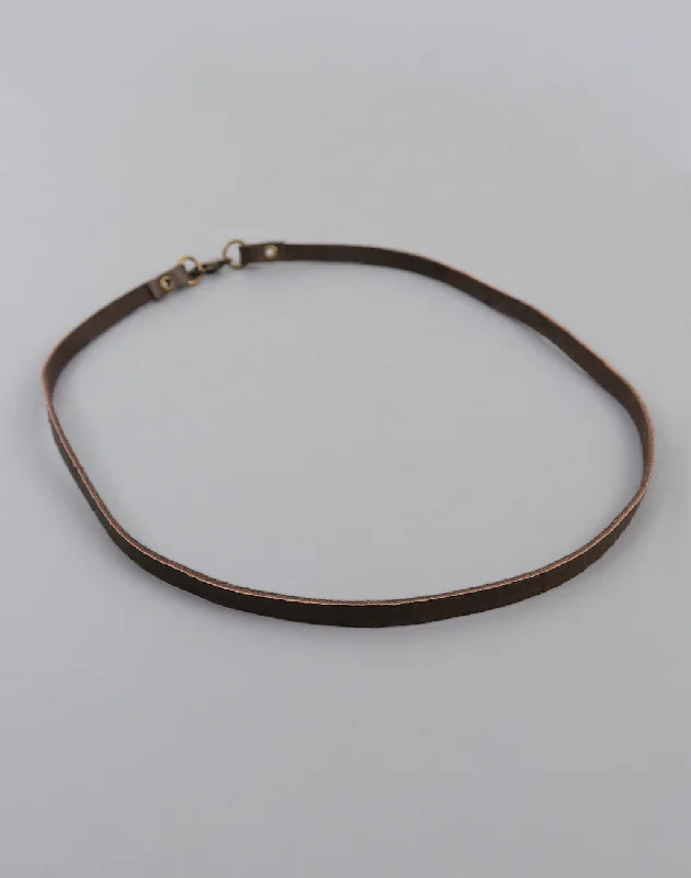 Sterling Silver Necklace-Dark Brown Leather Choker, (1pc)