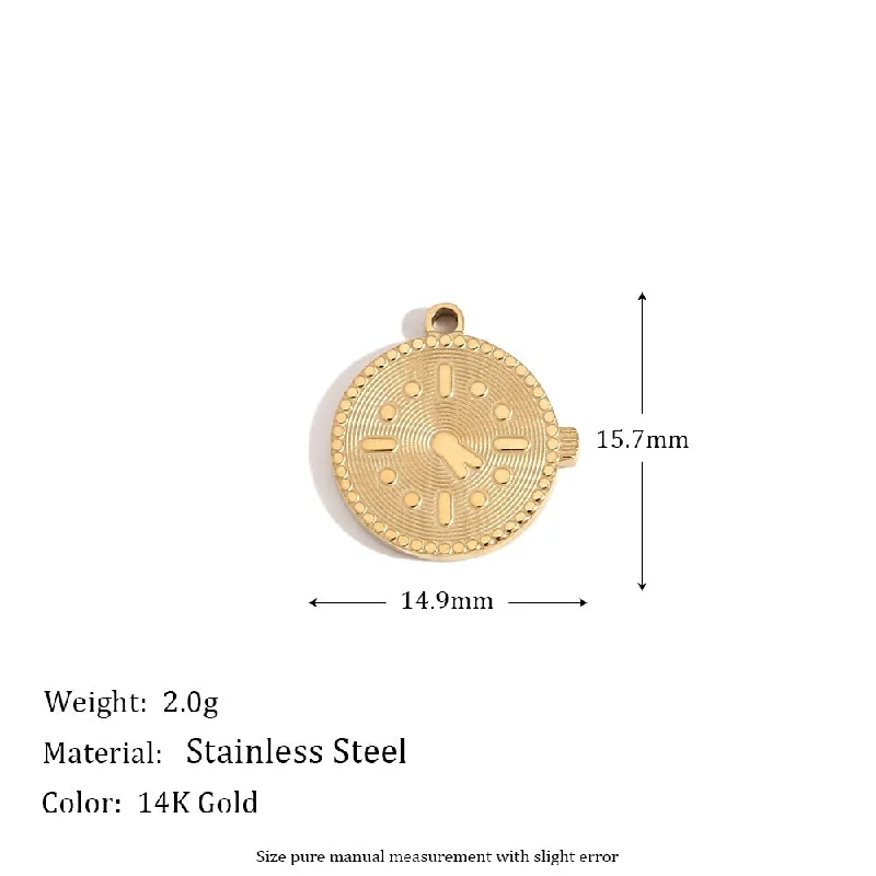 Circular Clock Pendant - Gold