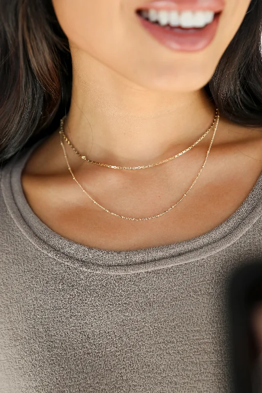 Adjustable Crystal Necklace-Isabella Gold Layered Chain Necklace