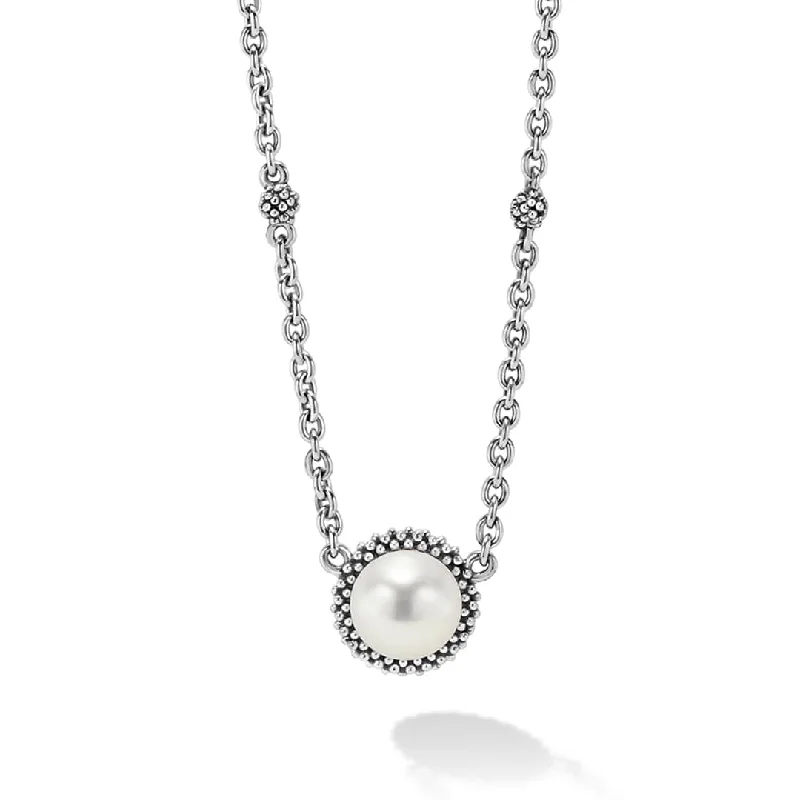 Delicate Gold Necklace-Luna Pearl Pendant Necklace