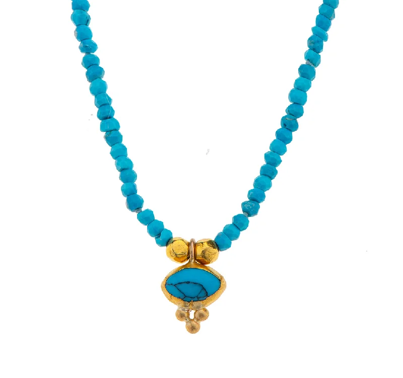 Classic Silver Necklace-Nava Zahavi Yellow Gold Blissful Turquoise Necklace