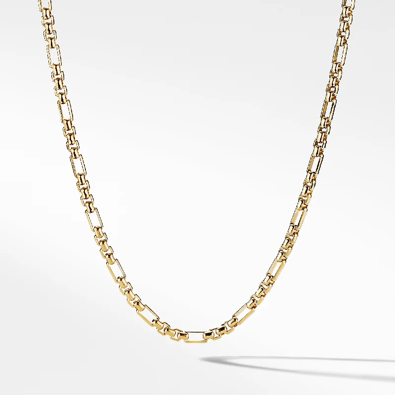 Silver Chain Necklace-Open Station Box Chain Necklace in 18K Yellow Gold\, 3mm