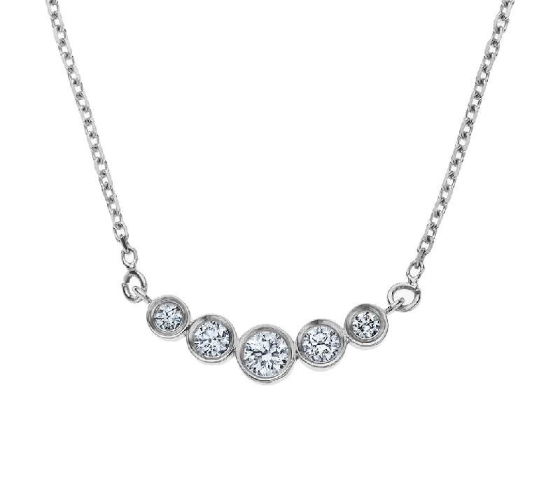 Silver Pendant Necklace-Nava Zahavi 14K White Gold Necklace with 5 Diamonds