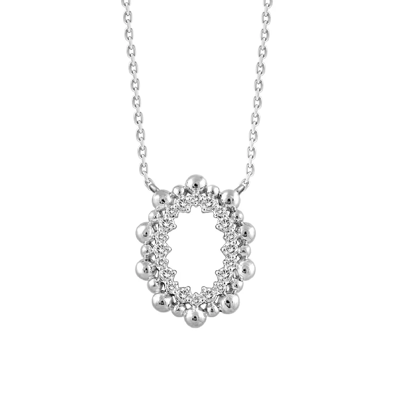 Beaded Necklace for Summer-LADIES NECKLACE 0.16CT ROUND DIAMOND 10K WHITE GOLD