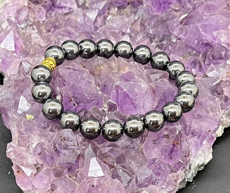 Personalized Love Bracelet-Hematite 10mm Stretchy Bracelet