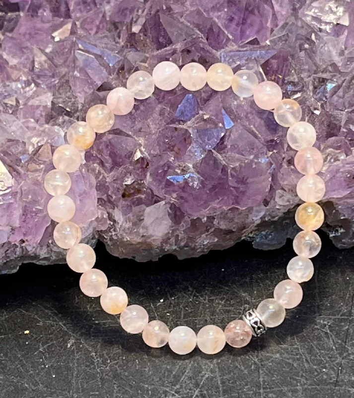 Custom Beaded Bracelet Set-Rose Quartz 6mm Stretchy Bracelet