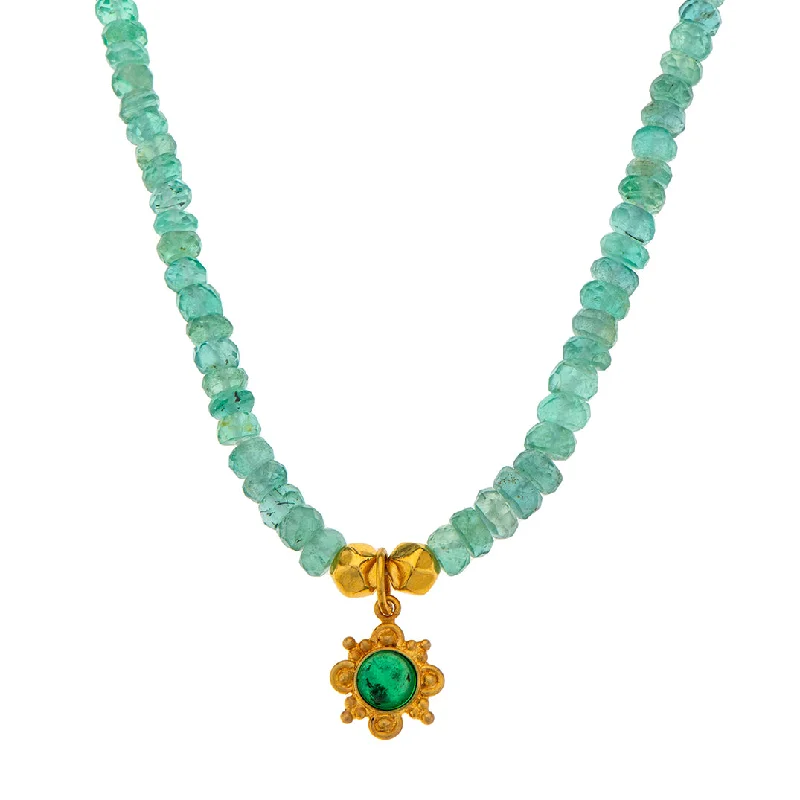 Unique Silver Bar Necklace-Nava Zahavi Yellow Gold Emerald Sunflower Necklace