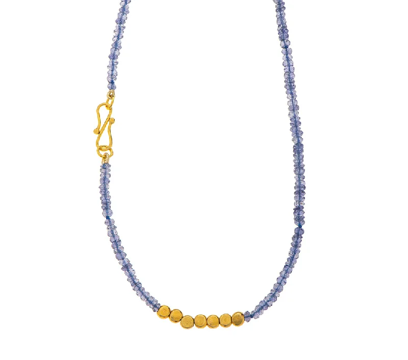 Silver Rope Necklace-Nava Zahavi Tanzanite 18K Yellow Gold Necklace