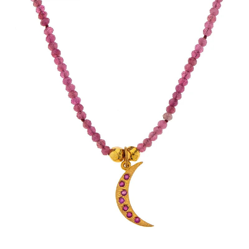 Natural Gemstone Pendant Necklace-Nava Zahavi Crescent Moon Necklace